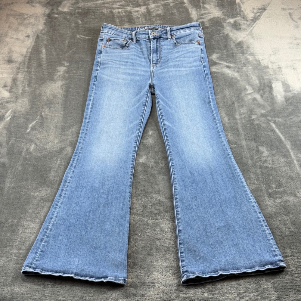 American Eagle Super Hi-Rise Flare Jeans Womens 4 Short Blue Next Level Stretch